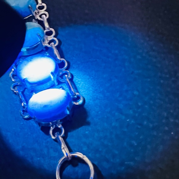 925 Silver Bracelet with Larimar Oval Stones - Picture 8 of 11